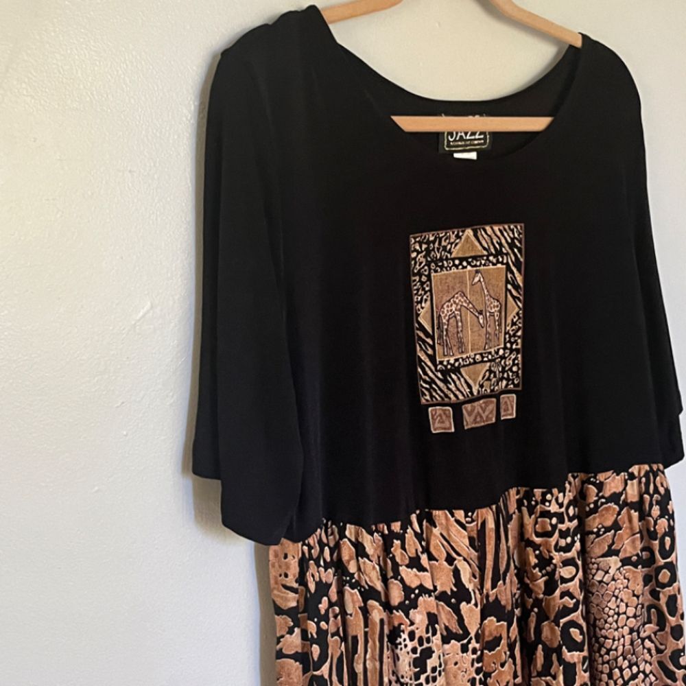 Vintage More Jazz Giraffe Print Dress Size 14